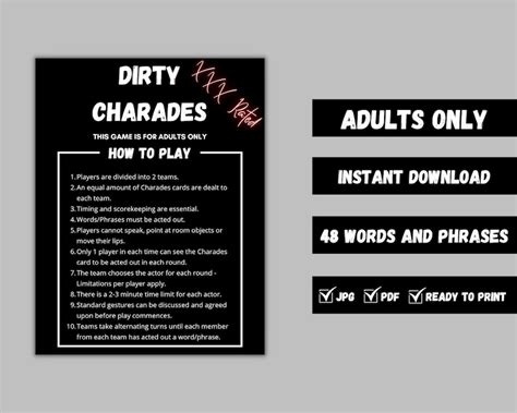 Adult Charades Adult Games Dirty Charades Pictionary Cards