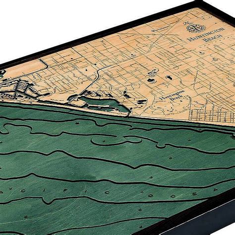 Huntington Beach Wooden Map Art Topographic 3d Chart