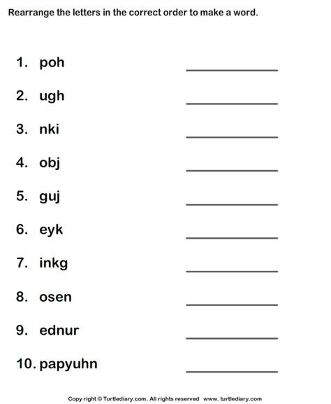 That's 220 free sight word worksheets featuring all of the 220. Unscramble Each Word Worksheet - Turtle Diary