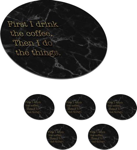 Onderzetters Voor Glazen Rond Quotes Koffie Goud Marmer Print