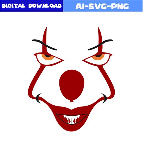 Pennywise Face Svg Pennywise Svg Scary Clown Svg Horror M Inspire