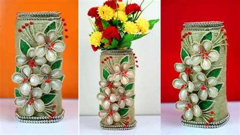 How To Make Easy Jute Flower Vase Beautiful Flower Vase With Plastic