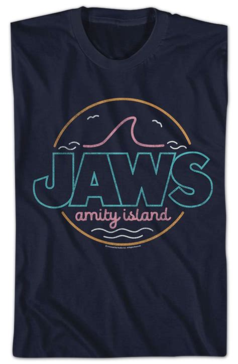 Neon Amity Island Sign Jaws T Shirt