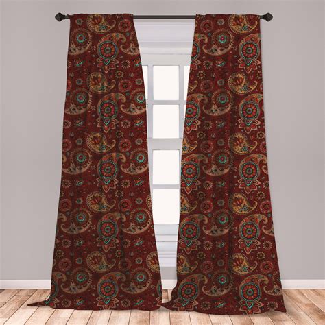 Paisley Curtains 2 Panels Set Middle Pattern Tribual Artwork Bohemian