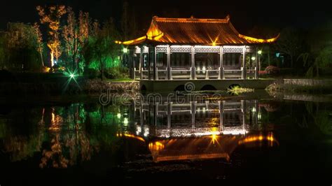 Reflection Of Ancient Chinese Architecture Pavilion Stock Image Image