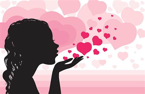 Girl Blowing Kisses Silhouettes Illustrations Royalty Free Vector