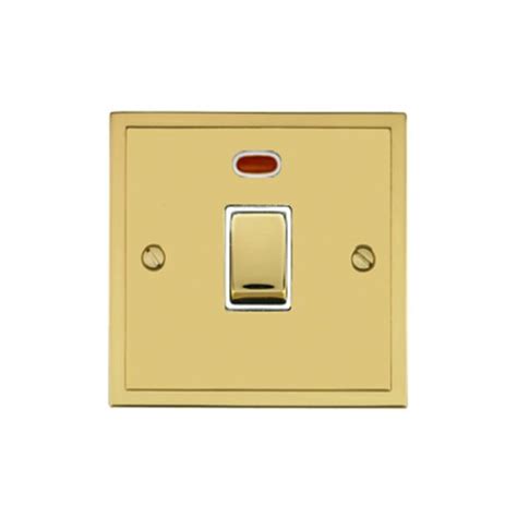 1 Gang 20a Double Pole Switch With Neon In Polished Brass And