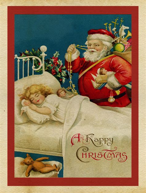 Christmas Vintage Santa Card Free Stock Photo Public Domain Pictures