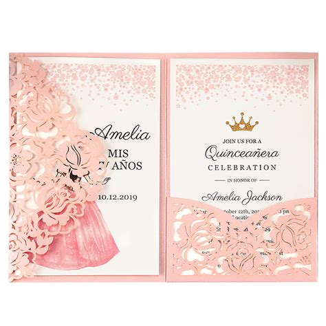 Buy Dorishome 47x7 Inch 1pc Blank Pink Quinceanera Invitations Kit
