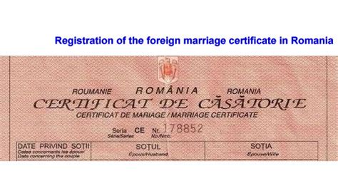 Registration Of The Foreign Marriage Certificate In Romania Romanian