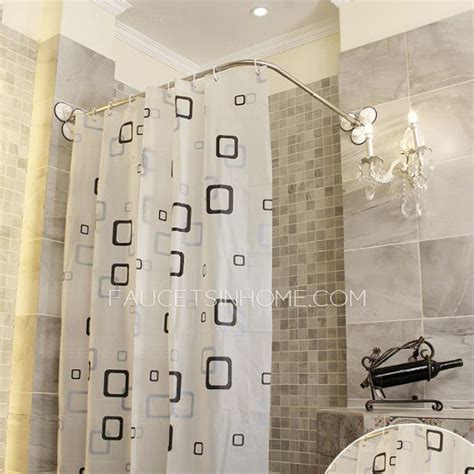 L shaped rod mainly those who have built their showers in the corner of the bathroom choose this kind of shower rail. Affordable L Shaped White Shower Curtain Rod (No Punch)