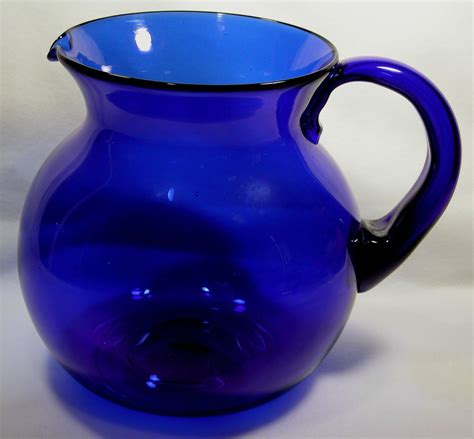 Blenko Pitcher Cobalt Blue Hugh Vintage Blue Glass Jug Blue Glassware Blue Glass