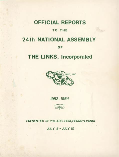Official Reports To The Twenty Fourth National Assembly Of The Links