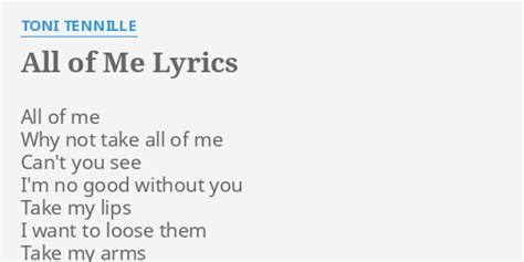 All Of Me Lyrics By Toni Tennille All Of Me Why