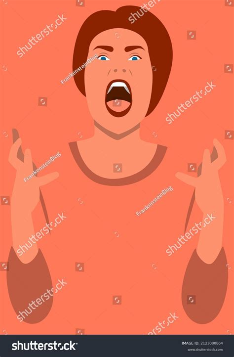 Anger Young Woman Screams Raises Her Stock Vector Royalty Free