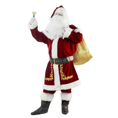 Deluxe Santa Costume For Men Santa Claus Suit 12pcs Adults Christmas