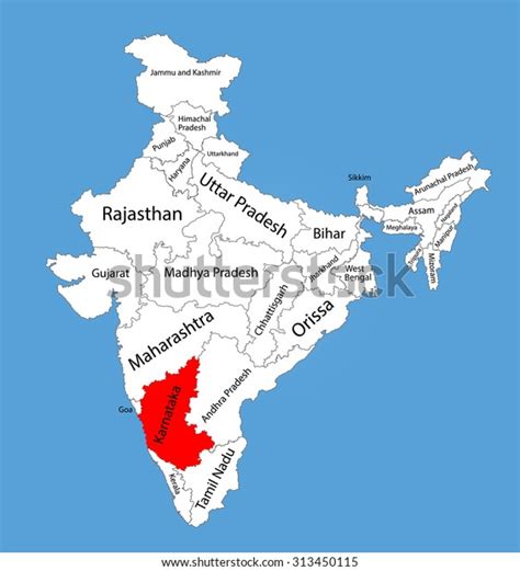 Map karnataka india map of karnataka a province of india. Karnataka State India Vector Map Silhouette Stock Vector (Royalty Free) 313450115