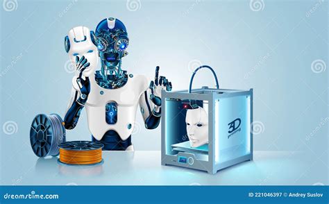 3d Printer 3d Printing Robot Or Cyborg With Artificial Intelligence