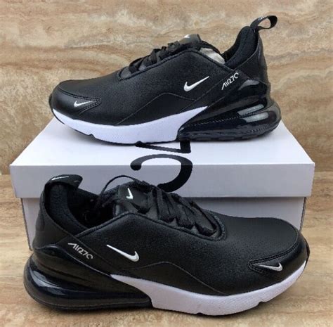Nike Air Max 270 Premium Leather Shoes Black White Anthracite Sneakers