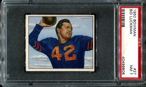 1950 Bowman 27 Sid Luckman Psa 7 Nearmint S Vintage Football Cards