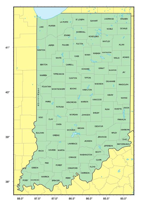 Detailed Administrative Map Of Indiana State Indiana State Usa