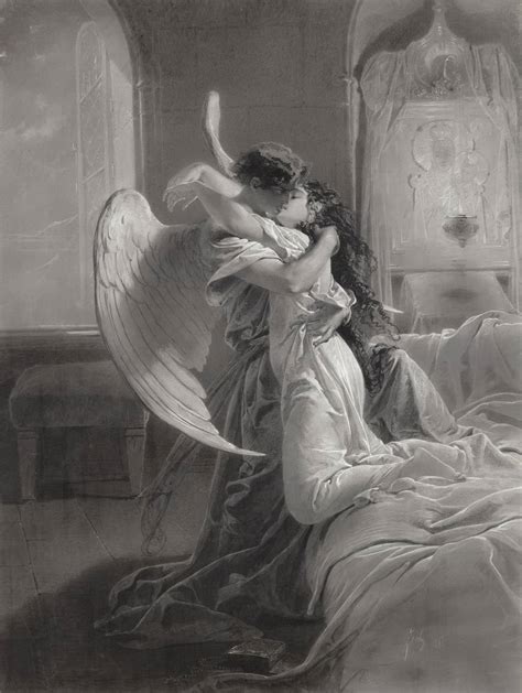 Mihaly Von Zichy Romantic Encounter Angel Lovers Embrace Print Etsy