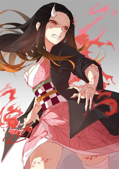 Here's nezuko with and without her bamboo muzzle. Demon Slayer Nezuko Kamado Fanart - Manga