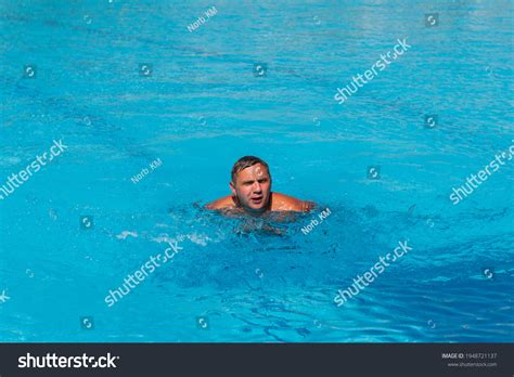 Handsome Guy Halfnaked Cheerful Man Smiling Stock Photo