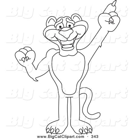 Big Cat Cartoon Vector Clipart Of An Outline Design Of A Panther