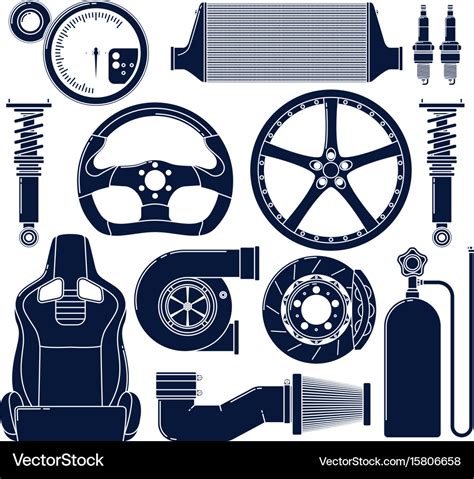 Auto Parts Icons Royalty Free Vector Image Vectorstock