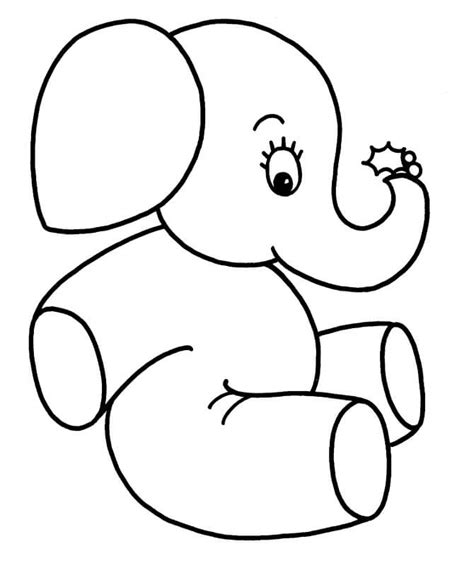 Elefante Fácil Sentado Para Colorear Imprimir E Dibujar Dibujos