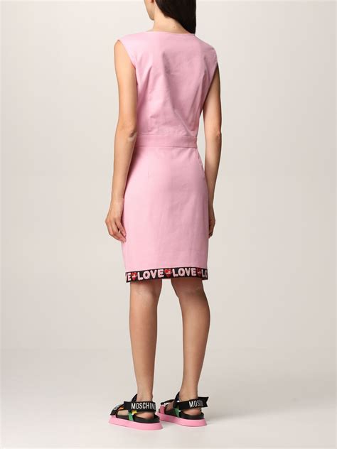 Love Moschino Outlet Sheath Dress In Cotton Pink Love Moschino Dresses Wvh9080 T9969 Online