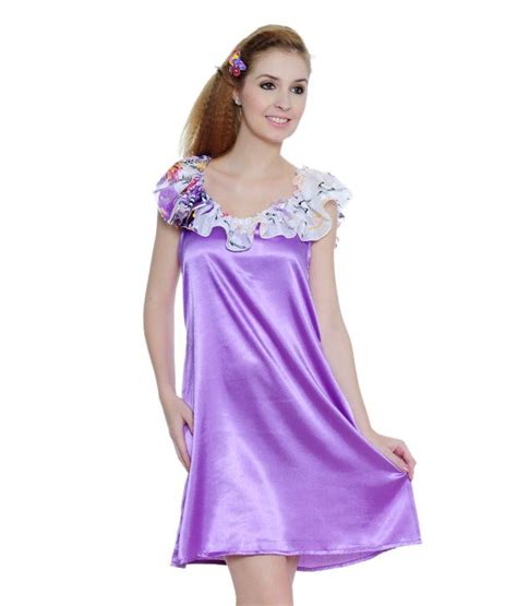 Buy Glamcom Purple Designer Nighty With Robe Online At Best Prices In India Snapdeal