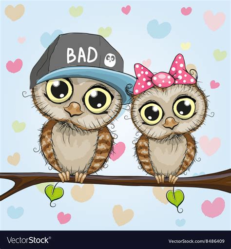 Two Cute Owls Royalty Free Vector Image Vectorstock