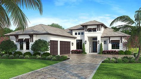 Mediterranean Style Home Plan With Covered Lanai 4 Beds And 3 Baths