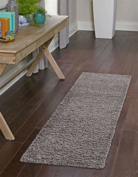 Gray 60cm x 152cm Solid Shag Runner Rug | AU Rugs