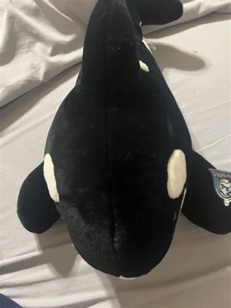 Sea World Realistic Black White Killer Whale Plush Stuffed Animal Toy