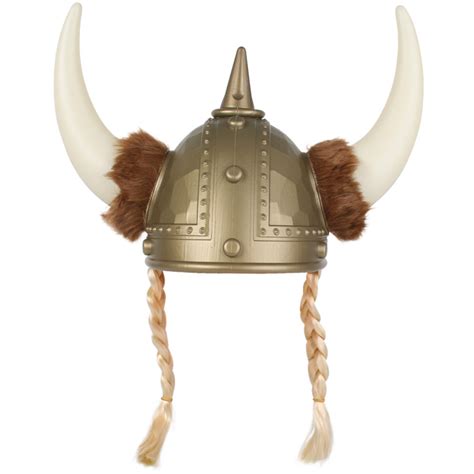 Viking Hat With Plaits Helmet Norse Horns Costume Fancy Dress Warrior