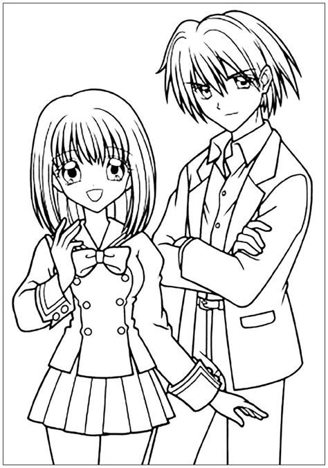 Anime Couples Coloring Pages Anime School Girls Faces Coloring Pages
