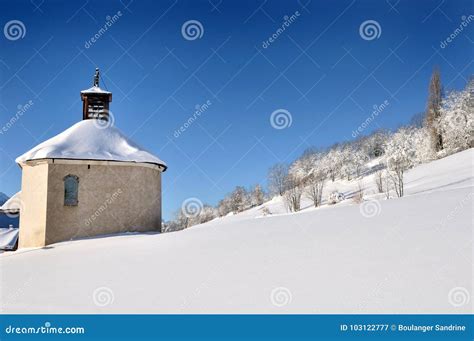 Little Church In Snowy Mountain Stock Image Image Of Quiet Winter