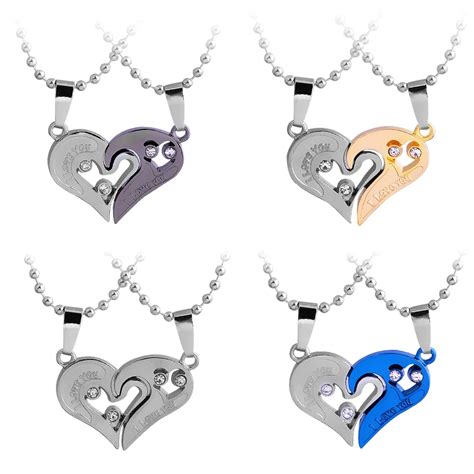 Buy Heart Love Necklaces For Couples Stainless Steel