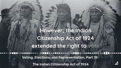 Voting Elections And Representation Part 19 Indian Citizenship Act Of 1924 Youtube