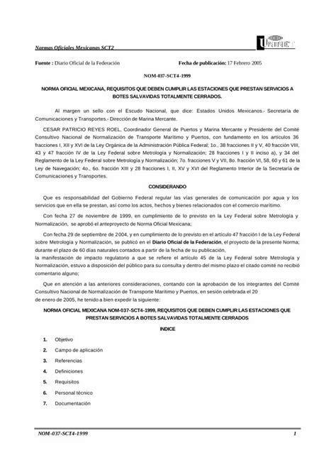 PDF NORMA OFICIAL MEXICANA REQUISITOS QUE Legismex Mty Itesm Mx Normas Sct Sct Pdf