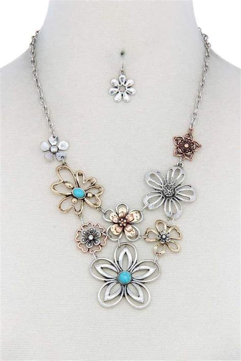 Metal Flower Necklace Metal Flowers Flower Necklace Women Jewelry