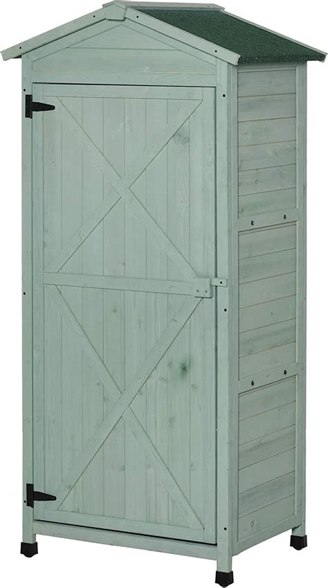 Outsunny Wooden Garden Shed Outdoor Storage Cabinet With 2 Shelves And