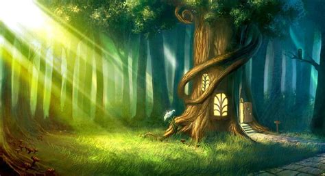 The Enchanted Forest Magic Forest Fantasy Landscape Anime Scenery