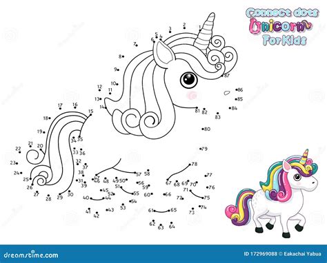 Conectar Los Puntos Y Dibujar El Unicornio De Dibujos Animados Juego Educativo Para Ni Os