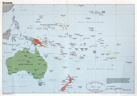 Mapa Politico De Oceania Con Marcas De Capitales Grandes Ciudades
