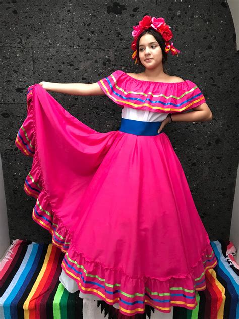 Mexican Cm Dress With Top Pink Handmade Beautiful Frida Etsy In