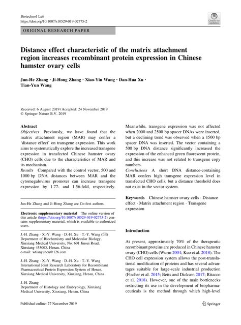 Pdf Distance Effect Characteristic Of The Matrix Attachment Region